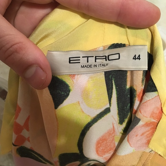 Etro Colorblock 100% Silk Dress Orange/Lavender - Picture 4 of 6